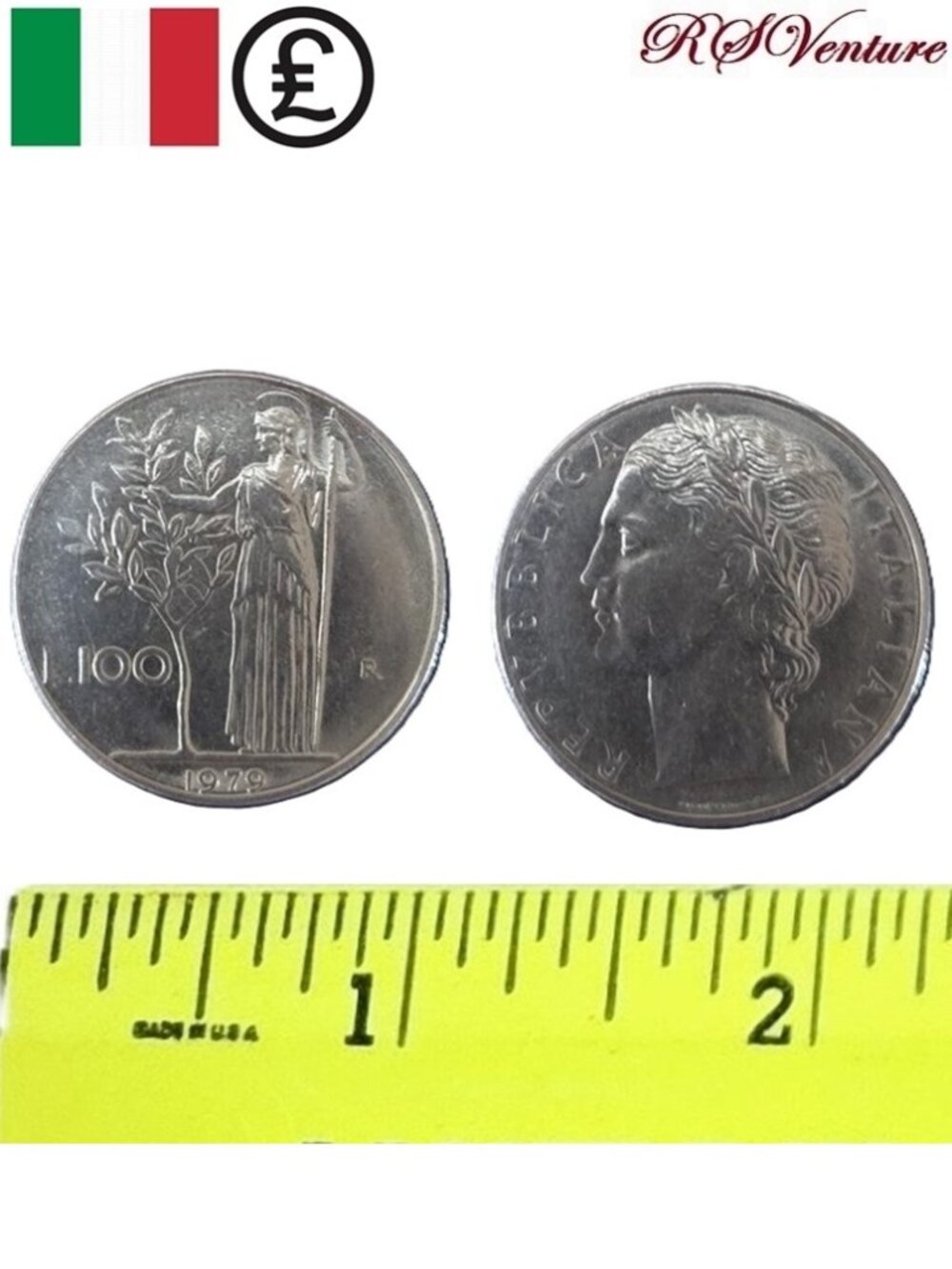 Vintage 1979 Italian Lira Coin L.100